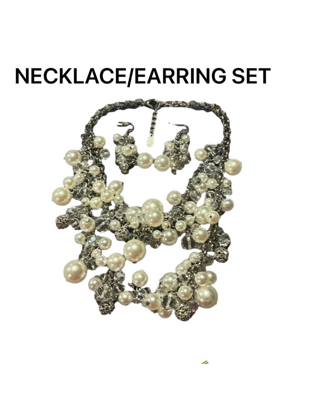 FASHION JEWELRY, silver, pearl/bead balls w/matching earrings.